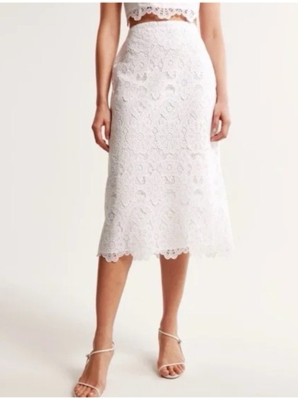 Abercrombie & Fitch White Lace Midi Skirt